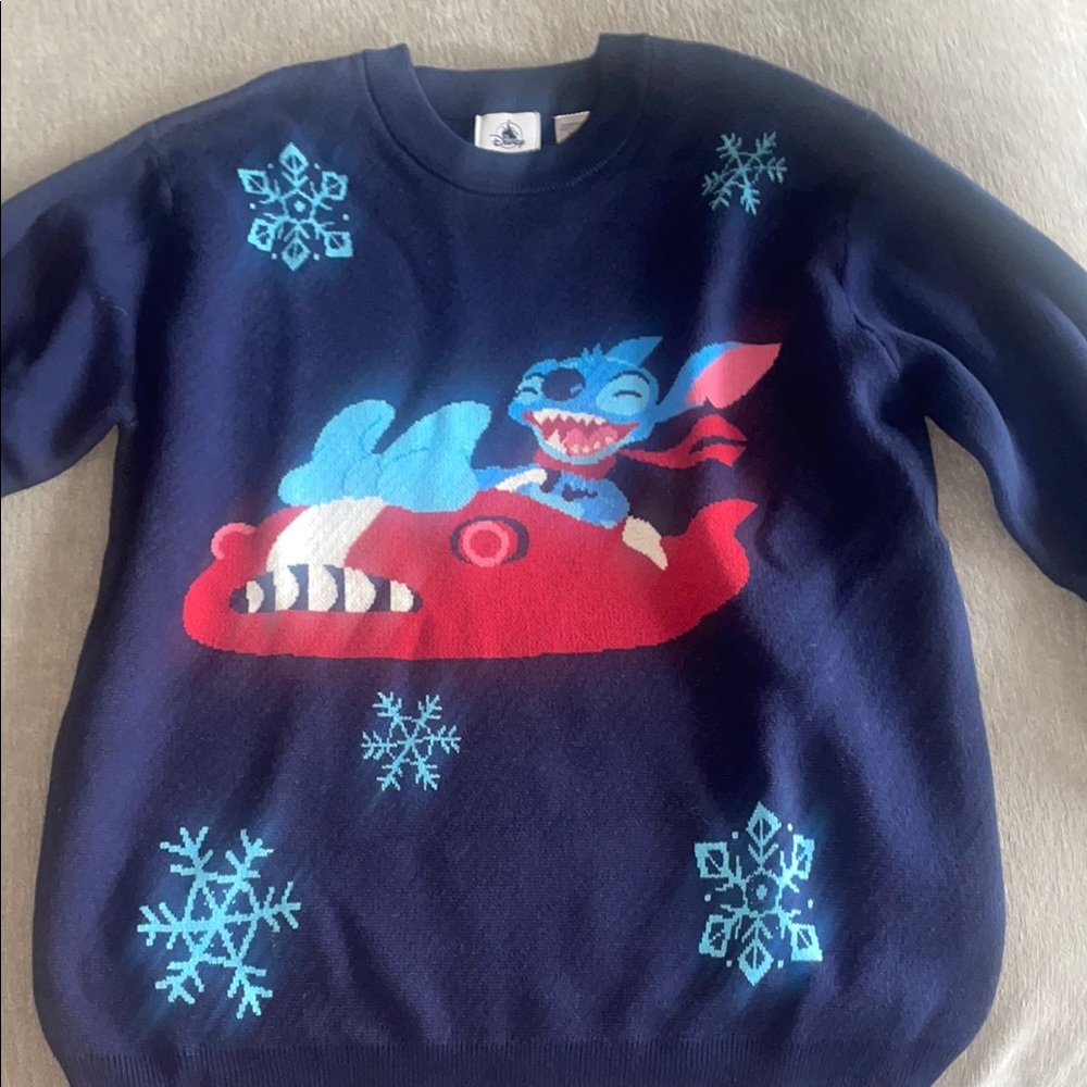 Disney Stitch Holiday Sweater NWT -Navy Size - Medium - Picture 3 of 3